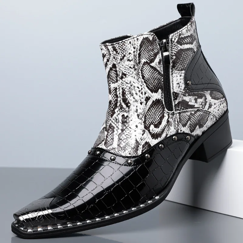 Men’s Punk Side Zipper Chelsea Boots Pointed Toe Snake Pattern Leather British Style Comfortable Ankle Boots Plus Size Wholesale
Men’s Punk Side Zipper Chelsea Boots Pointed Toe Snake Pattern Leather British Style Comfortable Ankle Boots Plus Size Wholesale