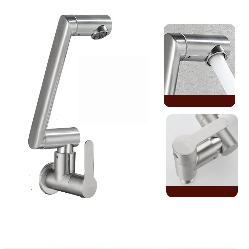 304 Stainless Steel Folding Kitchen Faucet Single Cold Universal Swivel Balcony Bathroom Black/Brushed Wall Mount Basin Tap G1/2
304 Stainless Steel Folding Kitchen Faucet Single Cold Universal Swivel Balcony Bathroom Black/Brushed Wall Mount Basin Tap G1/2