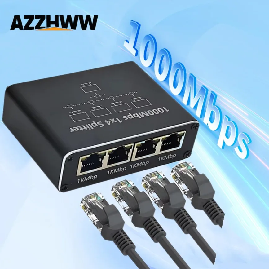 Gigabit Ethernet Splitter 1 to 4 Network Splitter 1000Mbps RJ45 Internet Splitter 4 Devices Simultaneously Networking For PC TV
Gigabit Ethernet Splitter 1 to 4 Network Splitter 1000Mbps RJ45 Internet Splitter 4 Devices Simultaneously Networking For PC TV