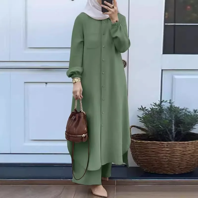Women's Clothing Arabic Style Two-piece Spring and Autumn New Long-sleeved Shirt and Trouser Set
Women's Clothing Arabic Style Two-piece Spring and Autumn New Long-sleeved Shirt and Trouser Set