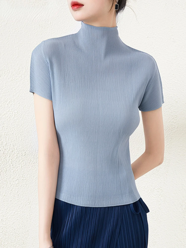 Versatile Temperament Kawaii T-shirt Pleated Women Slimt Fit Thin Turtleneck Short Sleeve 2023 Summer Female Casual Top
Versatile Temperament Kawaii T-shirt Pleated Women Slimt Fit Thin Turtleneck Short Sleeve 2023 Summer Female Casual Top