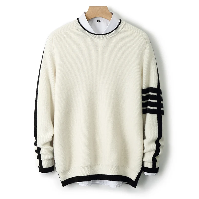 Autumn and winter new brand 100% pure wool sweater men's round neck matching color thick sweater loose casual wool knit pullover
Autumn and winter new brand 100% pure wool sweater men's round neck matching color thick sweater loose casual wool knit pullover
