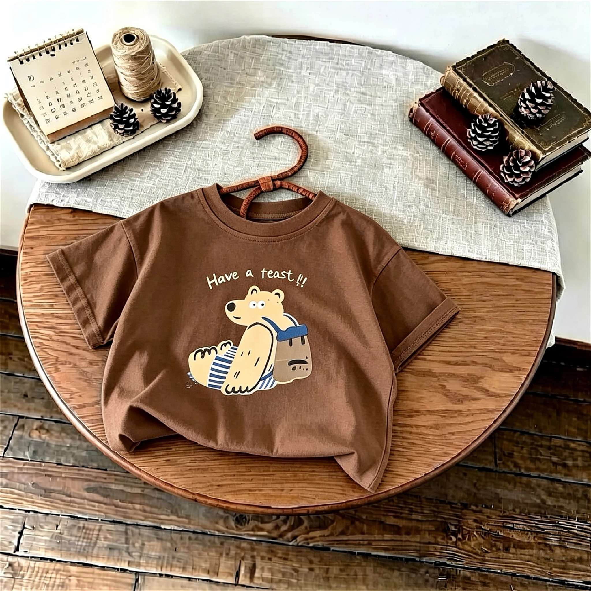 Cartoon Printed Bear T-shirt Summer Clothing Simple Fashion Children Short Sleeve Tops Tees Crewneck Casual Loose Tshirts 9m-7y
Cartoon Printed Bear T-shirt Summer Clothing Simple Fashion Children Short Sleeve Tops Tees Crewneck Casual Loose Tshirts 9m-7y