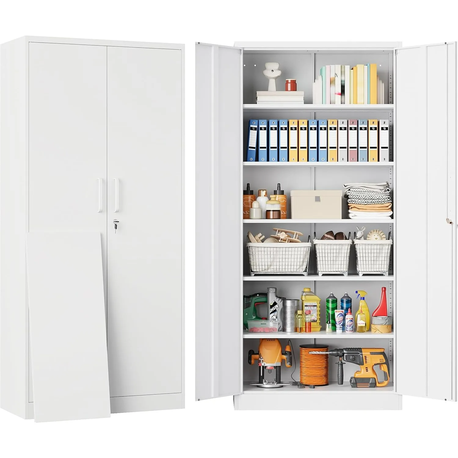 White Metal Storage Storage Cabinet with 5 Adjustable Shelves,Metal Cabinet ,Kitchen,Shop
White Metal Storage Storage Cabinet with 5 Adjustable Shelves,Metal Cabinet ,Kitchen,Shop