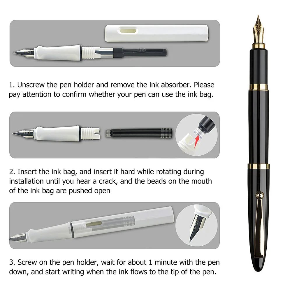 Plastic Universal Fountain Pens Refills Black Ink Sac for Students Stationery Easy Install Office Supplies Writing Tools
Plastic Universal Fountain Pens Refills Black Ink Sac for Students Stationery Easy Install Office Supplies Writing Tools