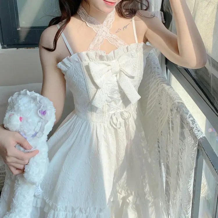 Lolita Cute Summer Dresses For Women Japanese Sweet Robe Dress Femme Bandage Bow Ruffles White Clothing 2026
Lolita Cute Summer Dresses For Women Japanese Sweet Robe Dress Femme Bandage Bow Ruffles White Clothing 2026