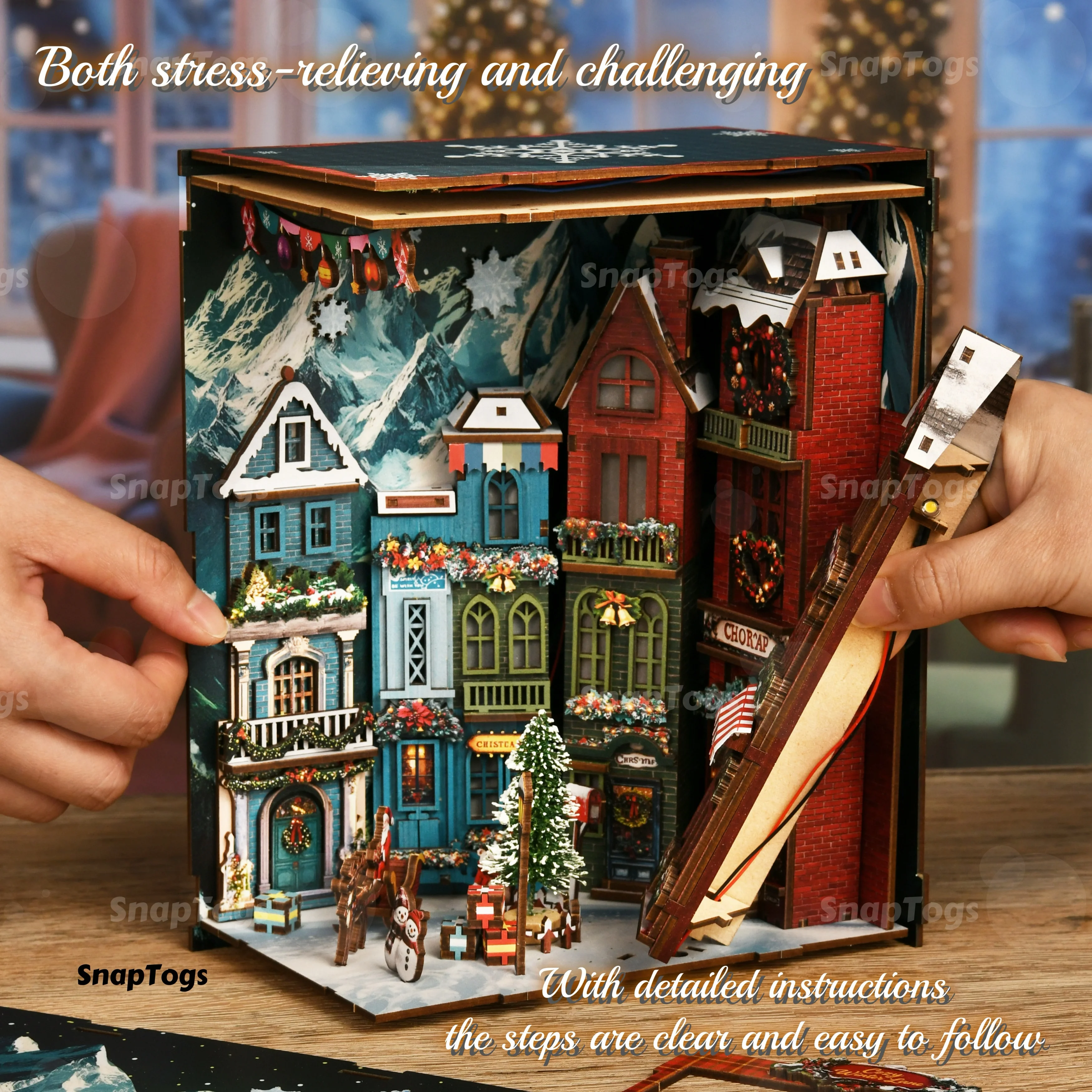 SnapTogs Christmas Gift Miniature House X-mas Book Nook Tiny Doll House Roombox Style Wooden Building Blocks Toy
SnapTogs Christmas Gift Miniature House X-mas Book Nook Tiny Doll House Roombox Style Wooden Building Blocks Toy