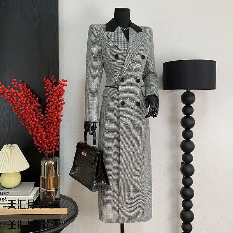 Luxury Design Women Clothing Slim Long Trench Coat Shiny Sequin Double-Breasted Trench Coat Coat Workwear Blazer Coats for Women
Luxury Design Women Clothing Slim Long Trench Coat Shiny Sequin Double-Breasted Trench Coat Coat Workwear Blazer Coats for Women