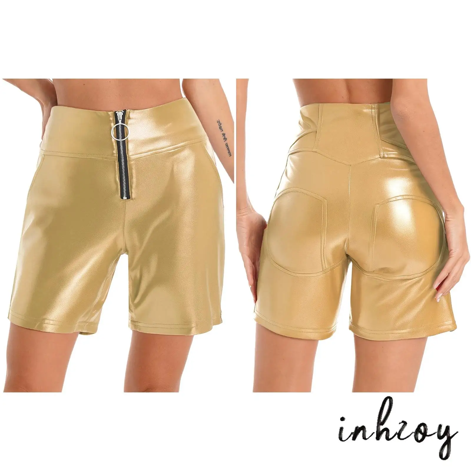 Womens PU Leather Metallic Shiny Biker Shorts High Waist Zipper Pockets Bodycon Short Leggings Tights Motor Riding Dance Shorts
Womens PU Leather Metallic Shiny Biker Shorts High Waist Zipper Pockets Bodycon Short Leggings Tights Motor Riding Dance Shorts