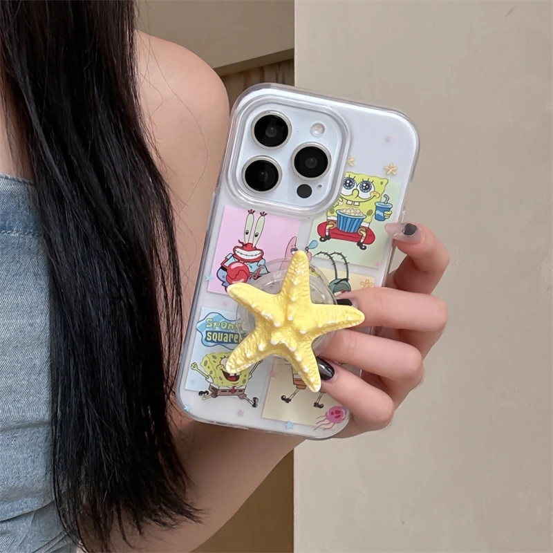 Cute Cartoon S-SpongeBob P-Patrick Star bracket protect Phone Case For iPhone 13 14 15 16 Pro Max 16Pro Lovely starfish Holder
Cute Cartoon S-SpongeBob P-Patrick Star bracket protect Phone Case For iPhone 13 14 15 16 Pro Max 16Pro Lovely starfish Holder