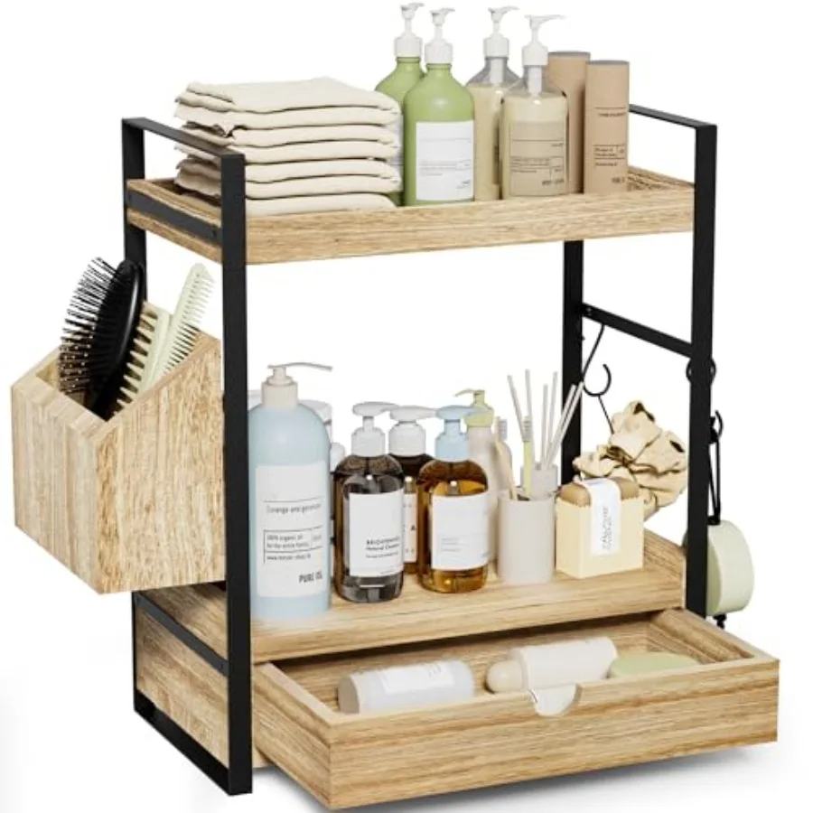 2-Tier Bathroom Counter Organizer with Drawer and Basket, Wood Countertop Organizer for Storage, Skincare Organizers for Vanity
2-Tier Bathroom Counter Organizer with Drawer and Basket, Wood Countertop Organizer for Storage, Skincare Organizers for Vanity