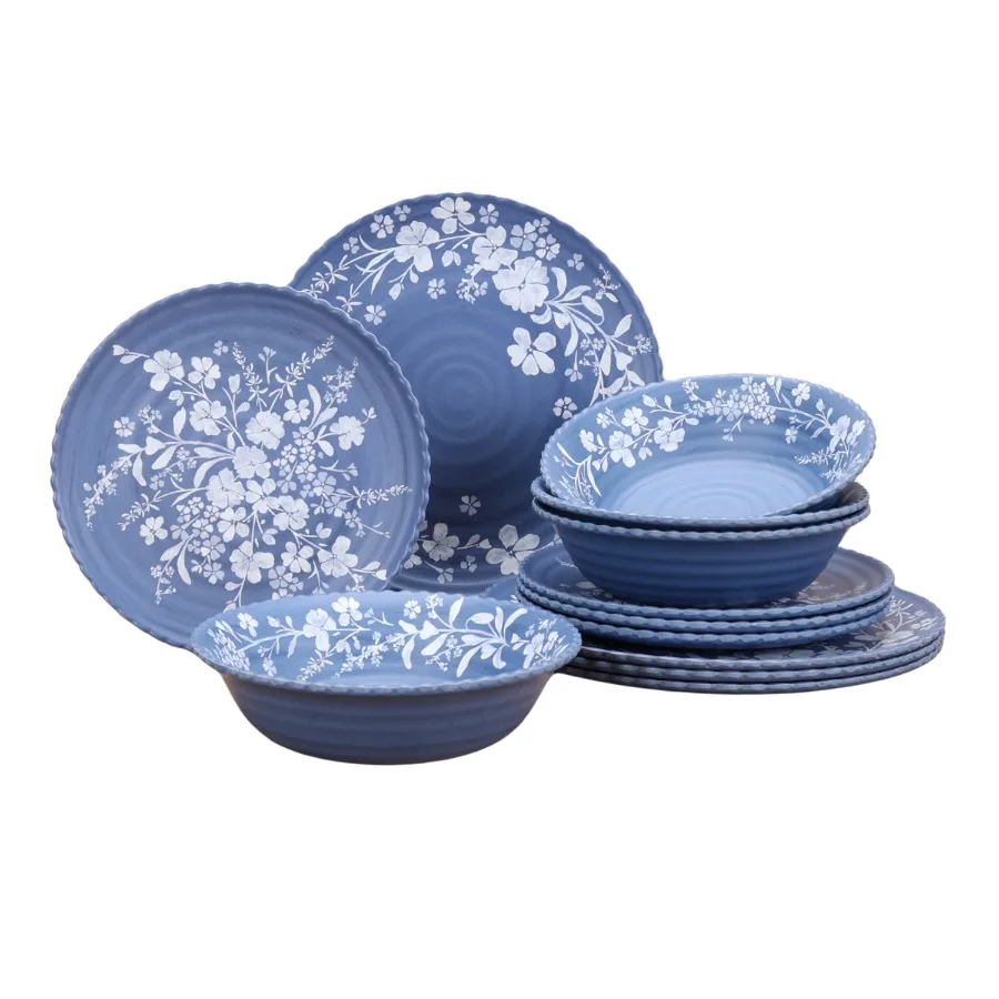 12-Piece Daisy Bamboo Melamine Dinnerware Set, Blue
12-Piece Daisy Bamboo Melamine Dinnerware Set, Blue