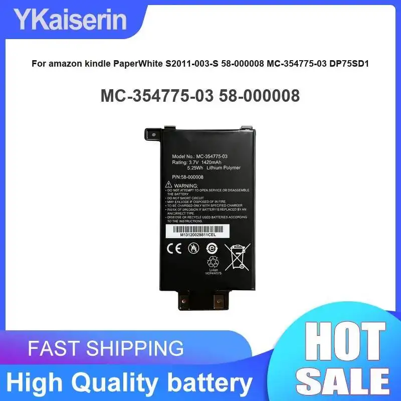 Быстрая зарядка 3700 мАч для Amazon Kindle Paperwhite S2011-003-S 58-000008 MC-354775-03 DP75SD1 Батарея планшета
Быстрая зарядка 3700 мАч для Amazon Kindle Paperwhite S2011-003-S 58-000008 MC-354775-03 DP75SD1 Батарея планшета