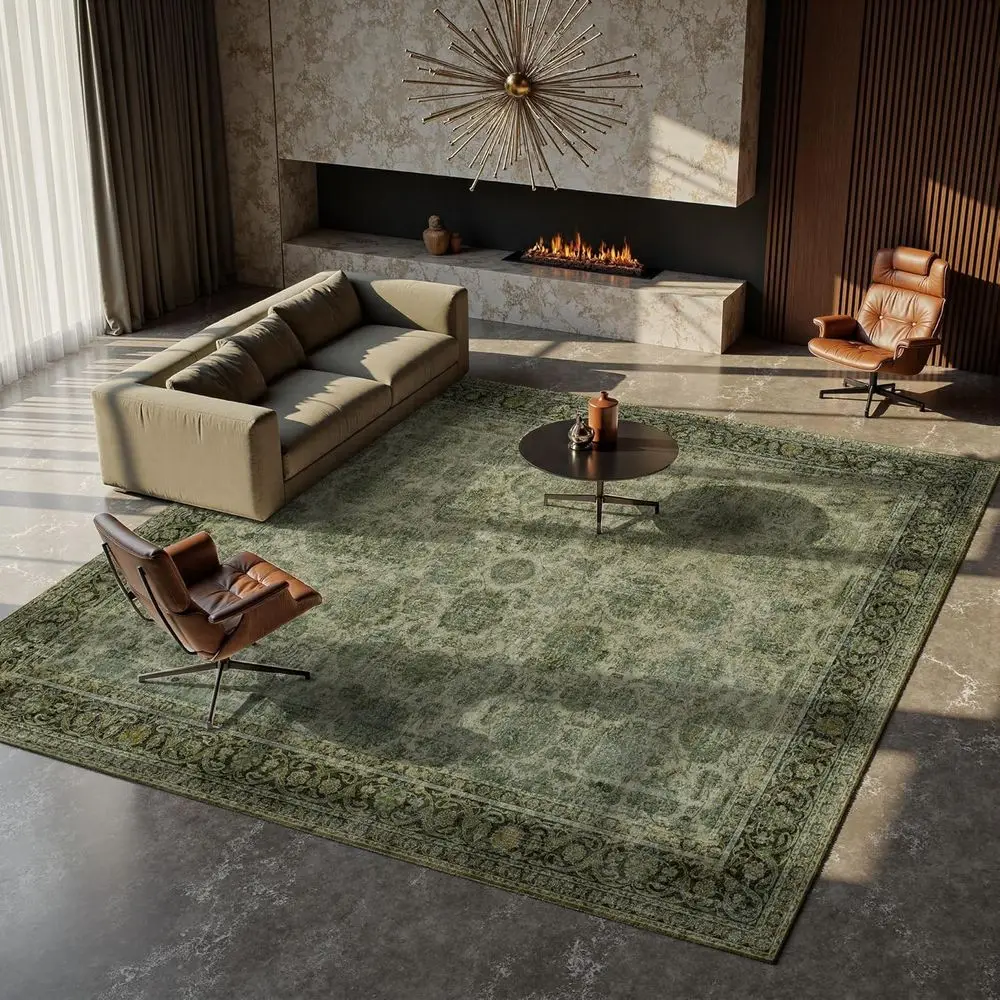 Vintage Green Floral Area Rug, Soft and Machine Washable, Ideal for Home and Office
Vintage Green Floral Area Rug, Soft and Machine Washable, Ideal for Home and Office