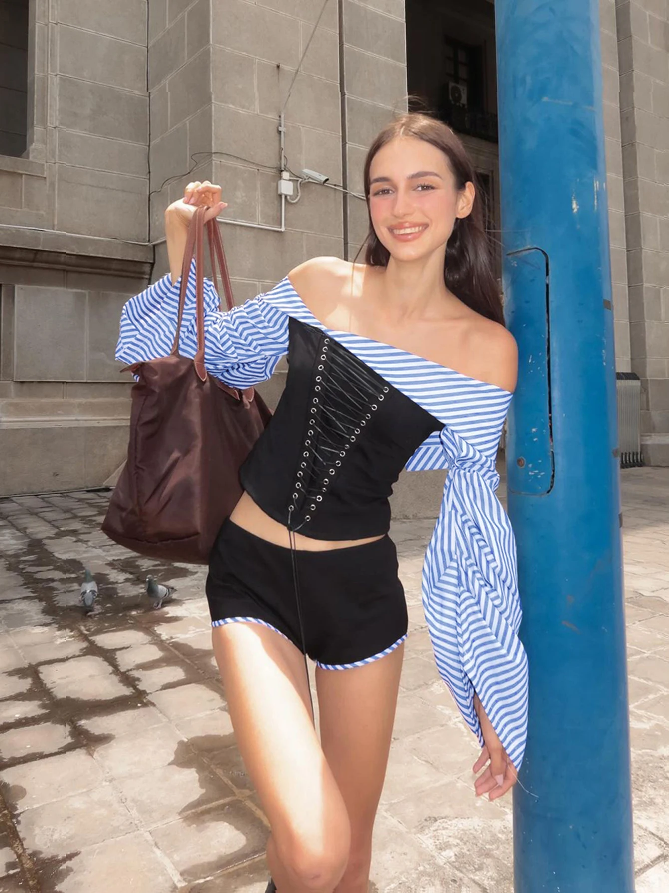 Arazooyi Sexy Casual Striped Patchwork 2 Piece Shorts Set Off Shoulder Long Sleeves Lace Up Crop Corset Shorts Party Streetwear
Arazooyi Sexy Casual Striped Patchwork 2 Piece Shorts Set Off Shoulder Long Sleeves Lace Up Crop Corset Shorts Party Streetwear