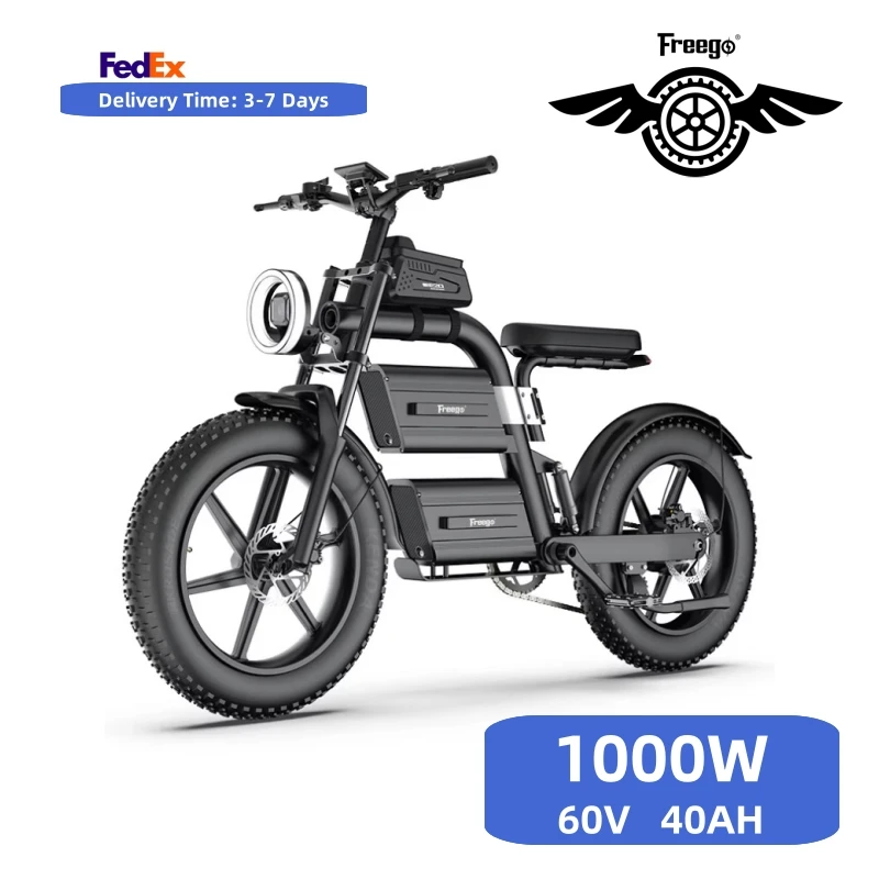 Freego E20 Plus Electric Bikes 2100W Peak 60V 40AH Dual Battery Adult E-Bike 20MPH for Mountain Off-Road Electric Bicycle
Freego E20 Plus Electric Bikes 2100W Peak 60V 40AH Dual Battery Adult E-Bike 20MPH for Mountain Off-Road Electric Bicycle