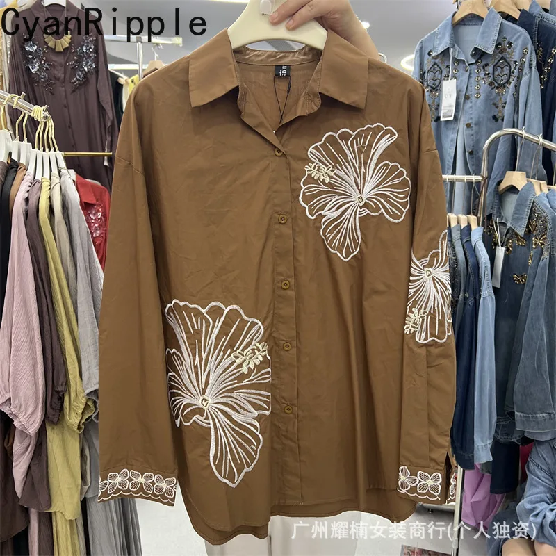 Fashion New Spring Autumn Long Sleeve Female Blouses Loose Cardigans Top Turn-down Collar Embroidery All-match Women Shirts
Fashion New Spring Autumn Long Sleeve Female Blouses Loose Cardigans Top Turn-down Collar Embroidery All-match Women Shirts