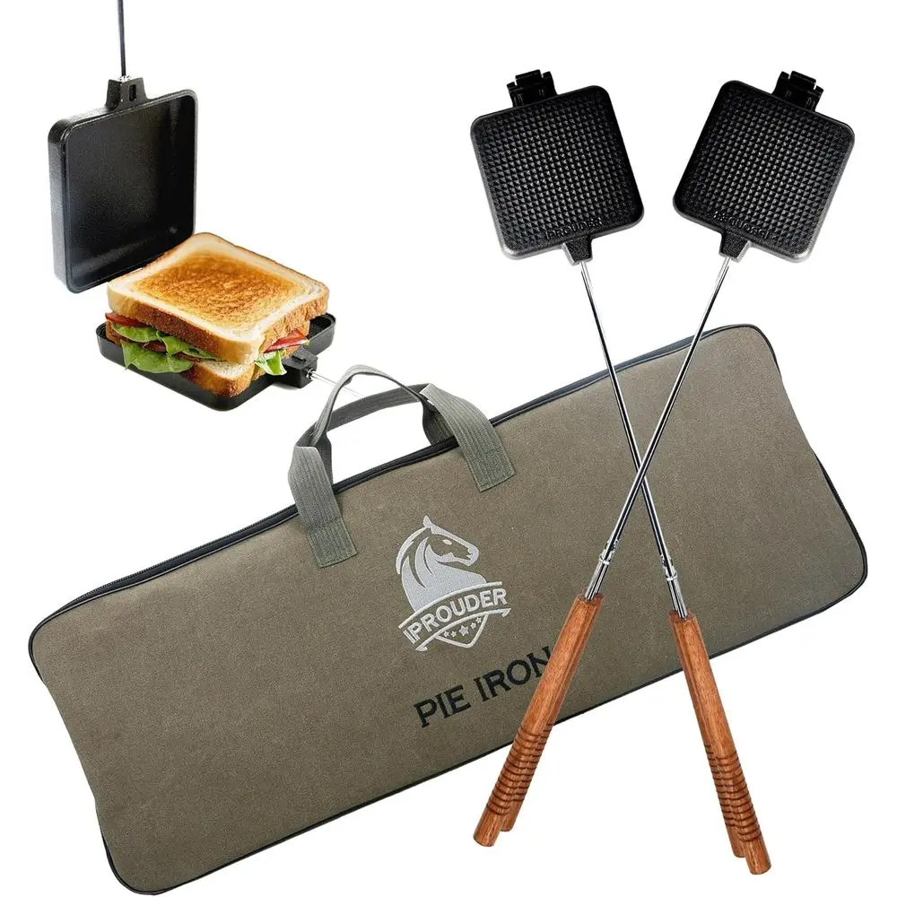 Large 4.9 Cast Iron Sandwich Maker - 22.6 Thickened Handles, 2-Piece Set with Storage Bag for Camping & Outdoor Cooking
Large 4.9 Cast Iron Sandwich Maker - 22.6 Thickened Handles, 2-Piece Set with Storage Bag for Camping & Outdoor Cooking