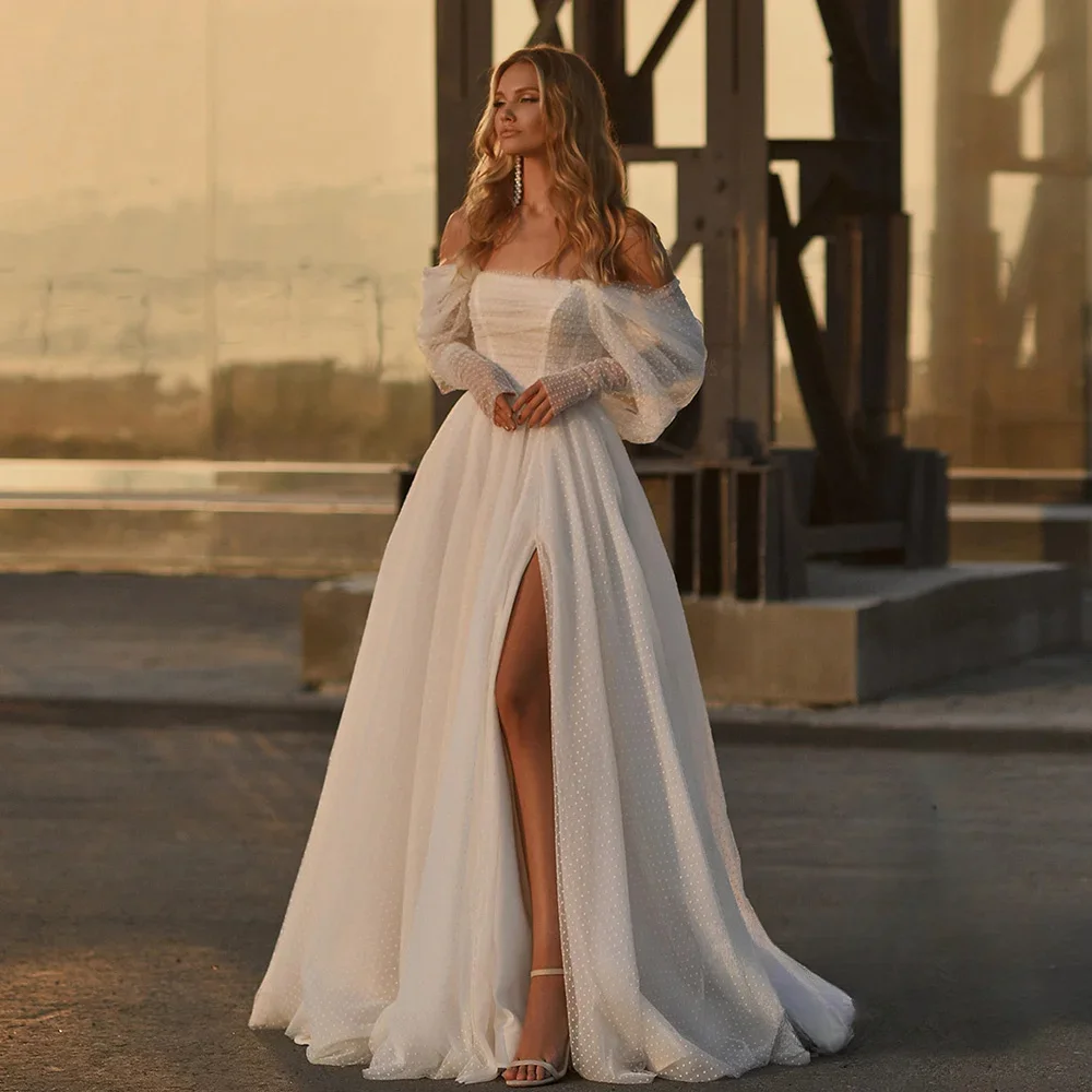 Wedding Dress Strapless Cap Shoulder Tulle A-Line Side Split Bride Dress Elegant Bridal Gowns Formal Wedding Gowns for Brides
Wedding Dress Strapless Cap Shoulder Tulle A-Line Side Split Bride Dress Elegant Bridal Gowns Formal Wedding Gowns for Brides