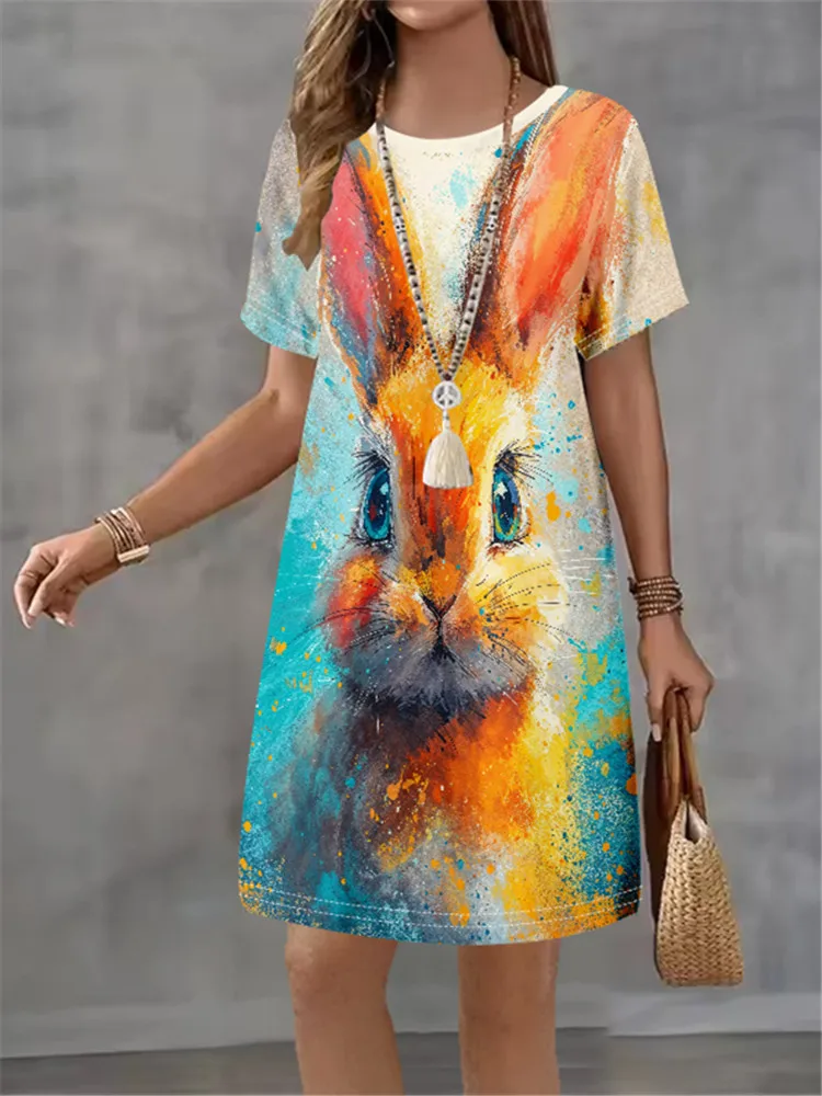 Женское платье с милым кроликом и принтом, дизайн Sense Pattern, лето 2025, элегантное женское платье трапециевидной формы, повседневное мини-платье с коротким рукавом
Женское платье с милым кроликом и принтом, дизайн Sense Pattern, лето 2025, элегантное женское платье трапециевидной формы, повседневное мини-платье с коротким рукавом