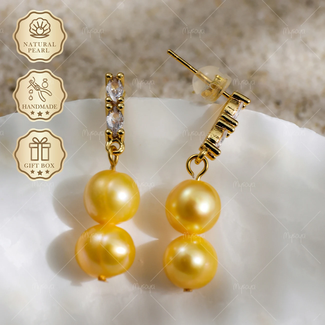 MYSOYA Double Freshwater Pearl Stud Earrings 7-8mm Gold Design, Gift Box, Birthday & Mother's Day Jewelry S396
MYSOYA Double Freshwater Pearl Stud Earrings 7-8mm Gold Design, Gift Box, Birthday & Mother's Day Jewelry S396