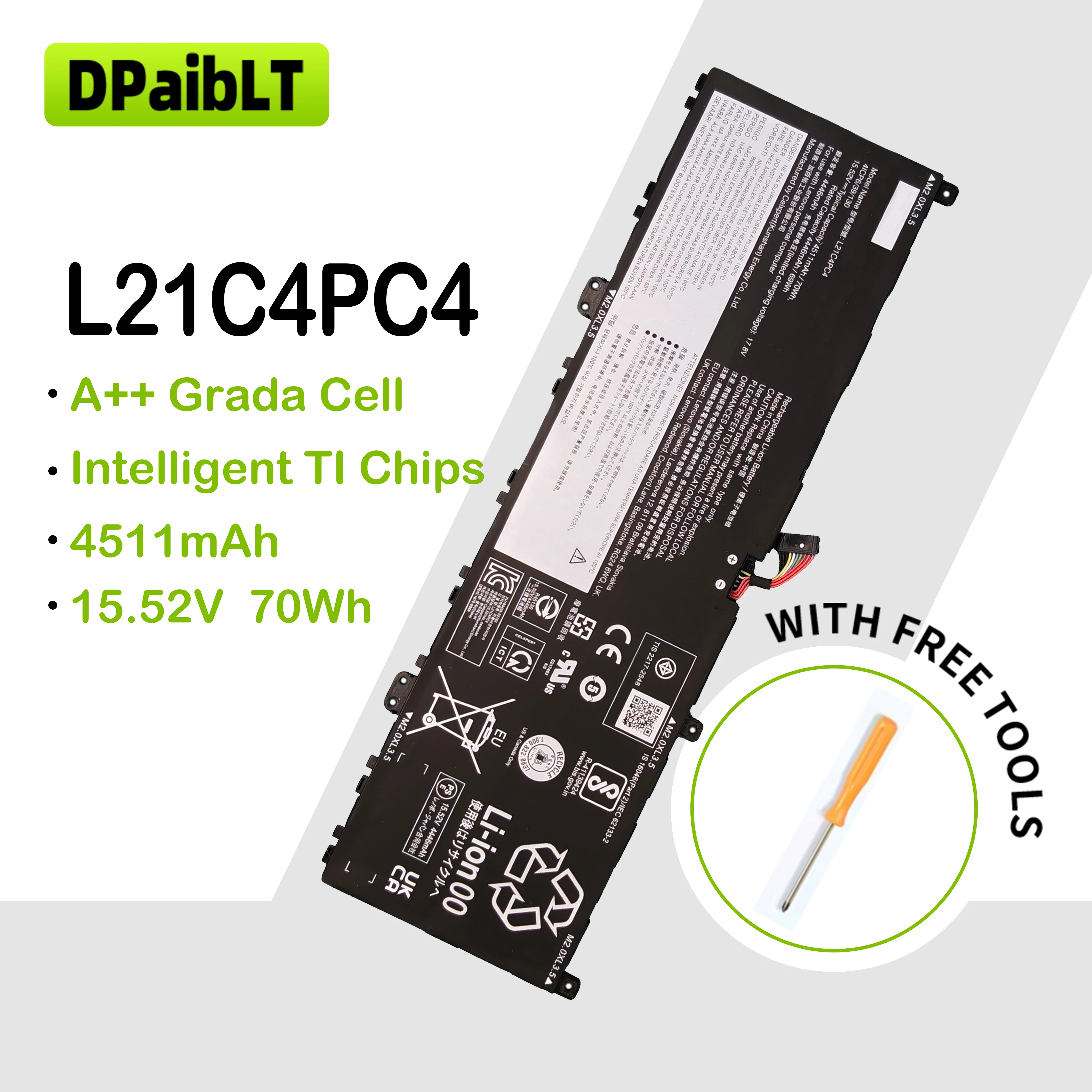DPaibLT NEW 15.52V 70WH L21C4PC4 L21C4PC7 L21D4PC7 LAPTOP BATTERY For Lenovo Slim 7 Pro X 14ARH7 14IAH7 Yoga Pro14s 2022
DPaibLT NEW 15.52V 70WH L21C4PC4 L21C4PC7 L21D4PC7 LAPTOP BATTERY For Lenovo Slim 7 Pro X 14ARH7 14IAH7 Yoga Pro14s 2022