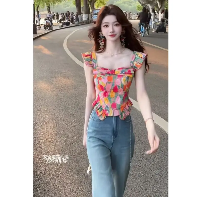 Women Clothes Summer Fashion Trend Sexy Printing Contrasting Colors Square Collar Female Fashionable Ruffles Flying Sleeves Tops
Women Clothes Summer Fashion Trend Sexy Printing Contrasting Colors Square Collar Female Fashionable Ruffles Flying Sleeves Tops