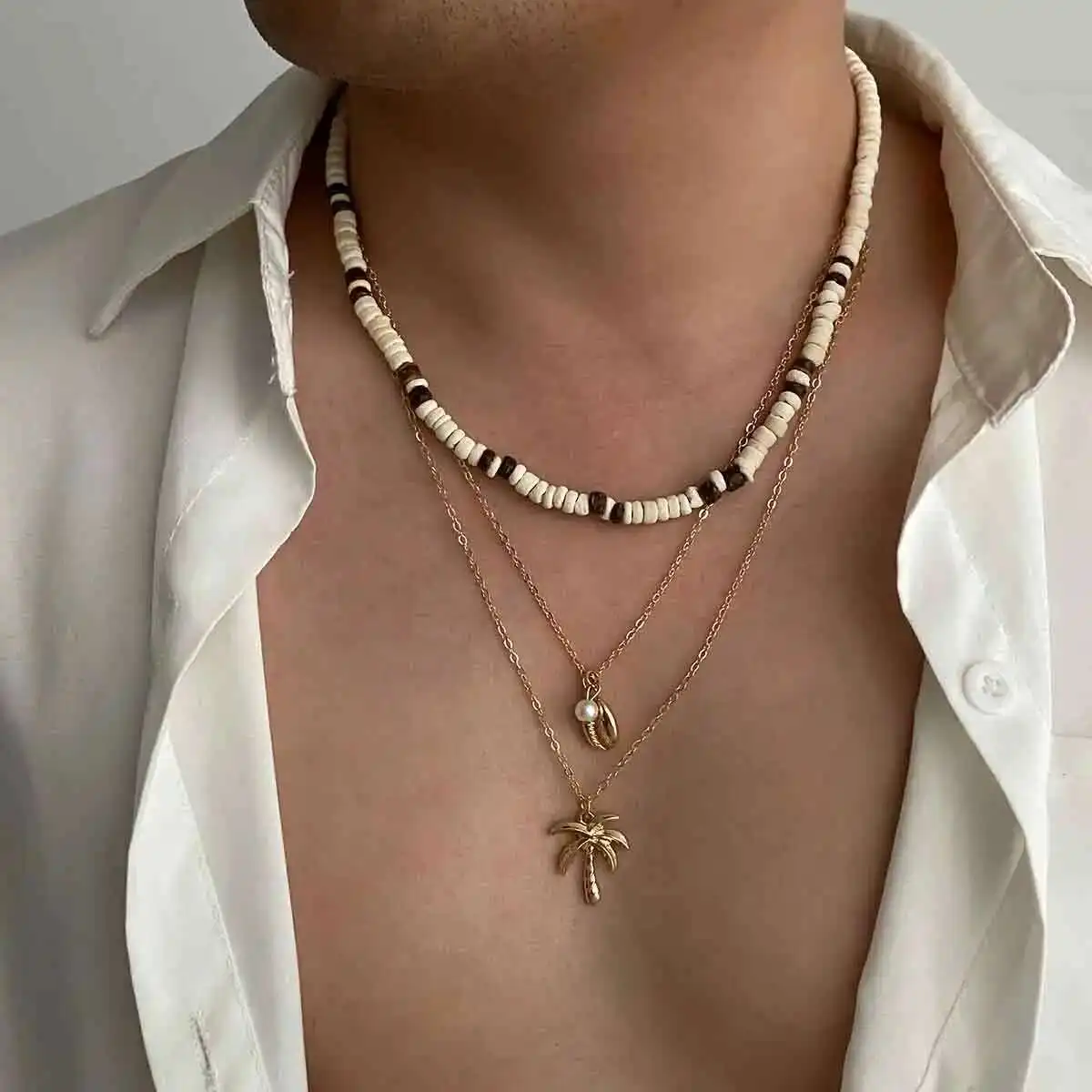 KunJoe 3Pcs Vintage Wooden Beads Chain Choker Necklace for Men Scallop Coconut Tree Pendant Necklace Male Jewelry on the Neck
KunJoe 3Pcs Vintage Wooden Beads Chain Choker Necklace for Men Scallop Coconut Tree Pendant Necklace Male Jewelry on the Neck