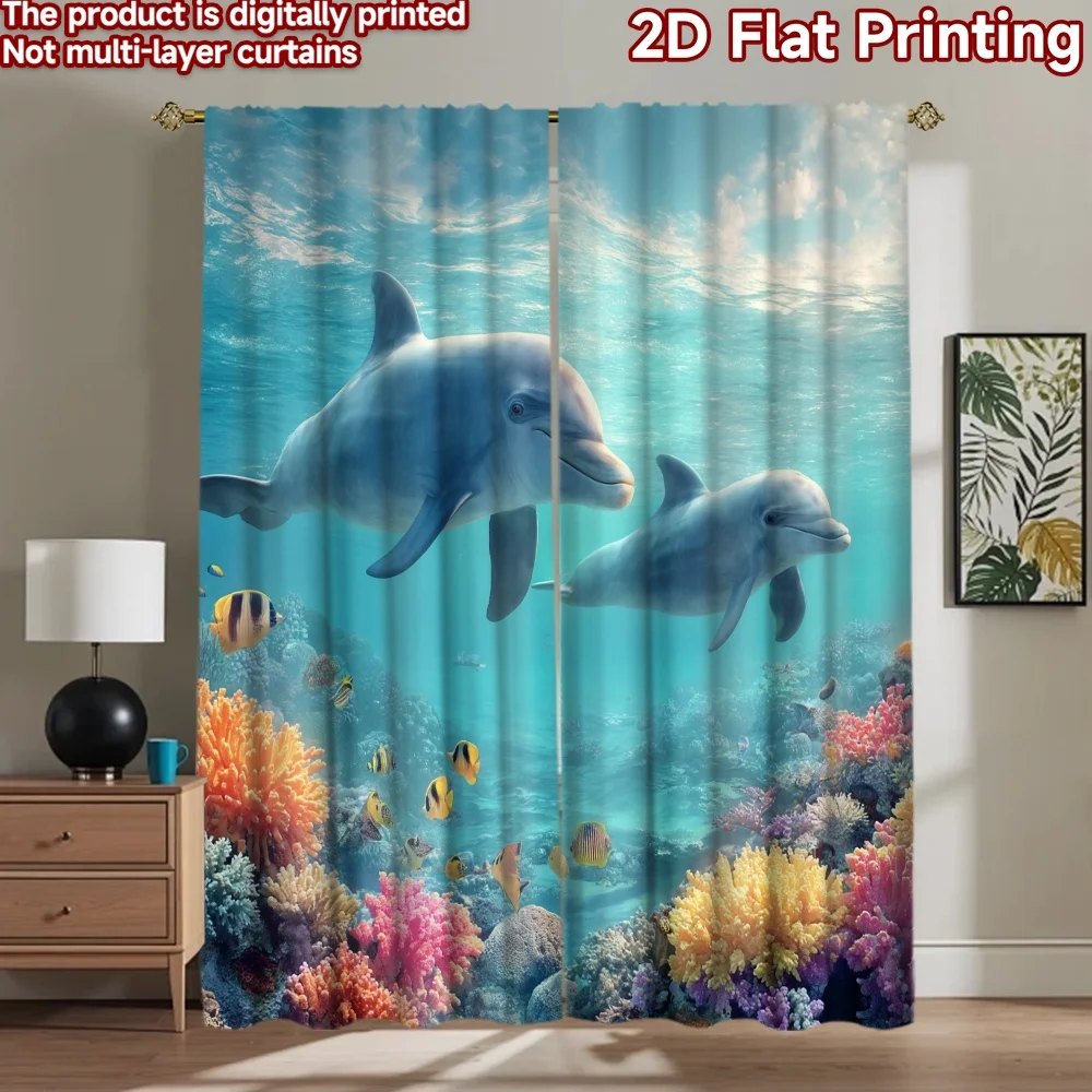 2D flat printing 2pcs Window Curtains Dolphins Coral Reef Ocean Life Digital Printed Polyester Drapes Family Party Decoration
2D flat printing 2pcs Window Curtains Dolphins Coral Reef Ocean Life Digital Printed Polyester Drapes Family Party Decoration