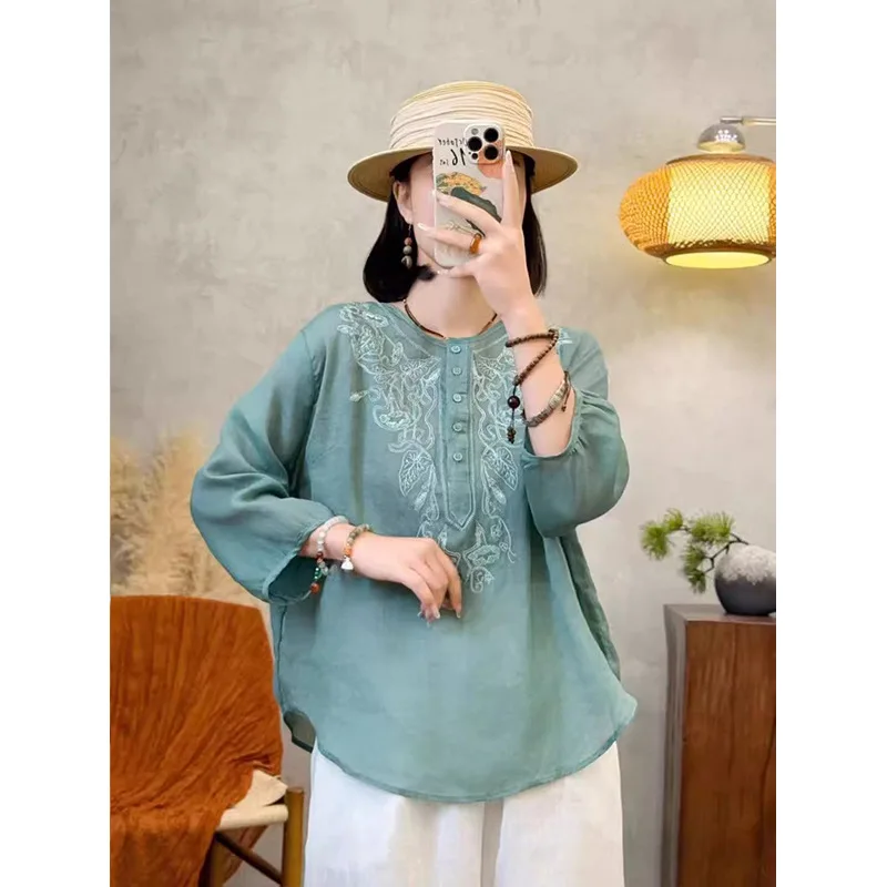 Plus Size Women's Summer Casual Fashion Round Neck Short Sleeve Blouse Loose Cotton Linen Thin Office Lady
Plus Size Women's Summer Casual Fashion Round Neck Short Sleeve Blouse Loose Cotton Linen Thin Office Lady