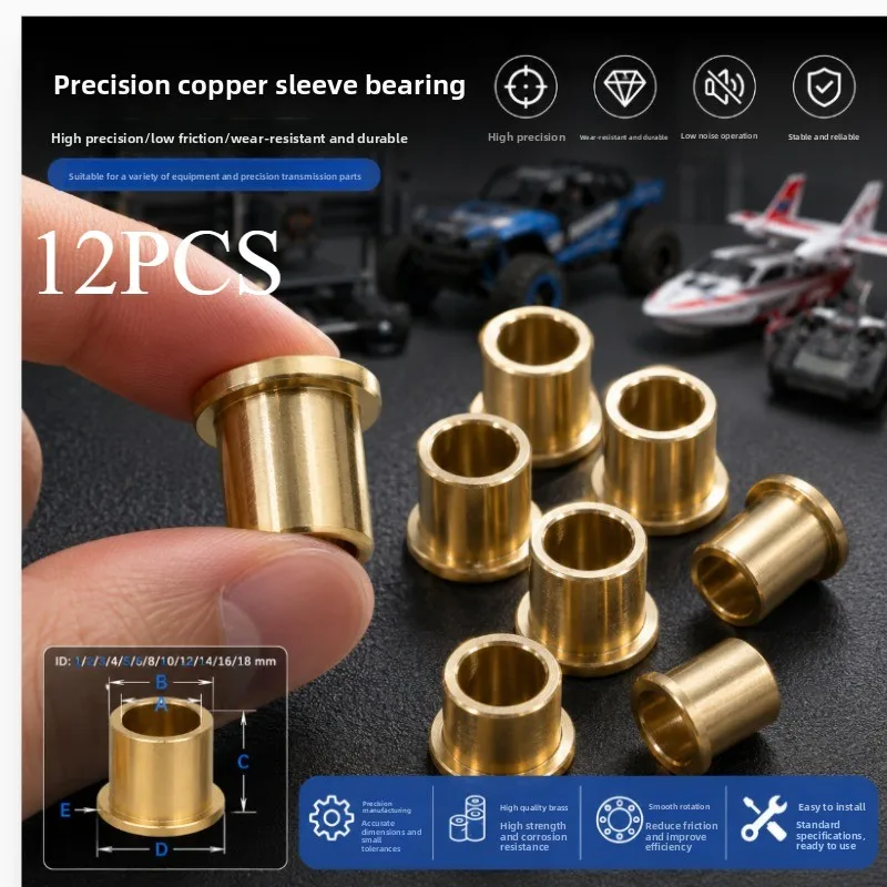 12PCS Sintered Bronze Flange Bush Bearings Brass Sleeve Washer ID 1/2/3/4/5/6/8/10/12/14/16/18mm Oilless Bushing for RC Car
12PCS Sintered Bronze Flange Bush Bearings Brass Sleeve Washer ID 1/2/3/4/5/6/8/10/12/14/16/18mm Oilless Bushing for RC Car