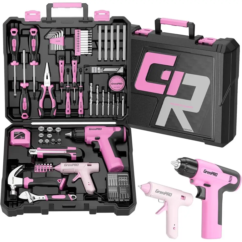 Complete 188-Piece Pink Tool Kit: Cordless Drill Set for Home, Car Repair, and Portable Storage
Complete 188-Piece Pink Tool Kit: Cordless Drill Set for Home, Car Repair, and Portable Storage