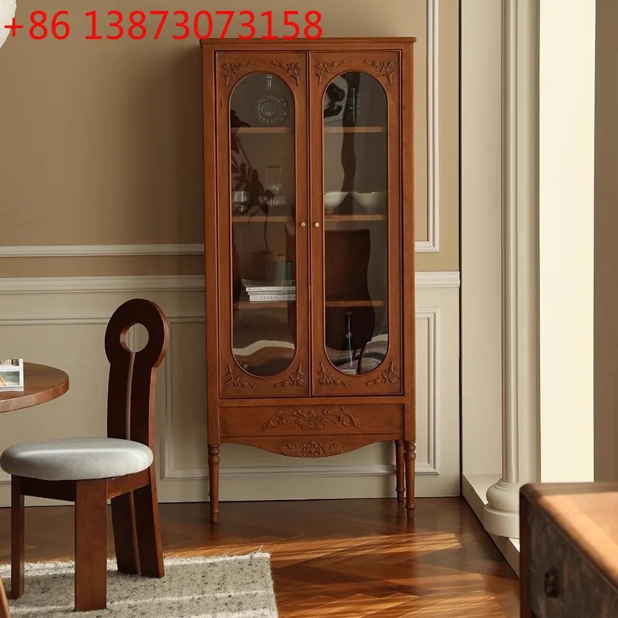 American home retro solid wood wine cabinet caramel color display cabinet cherry wood French style all solid wood cabinet
American home retro solid wood wine cabinet caramel color display cabinet cherry wood French style all solid wood cabinet