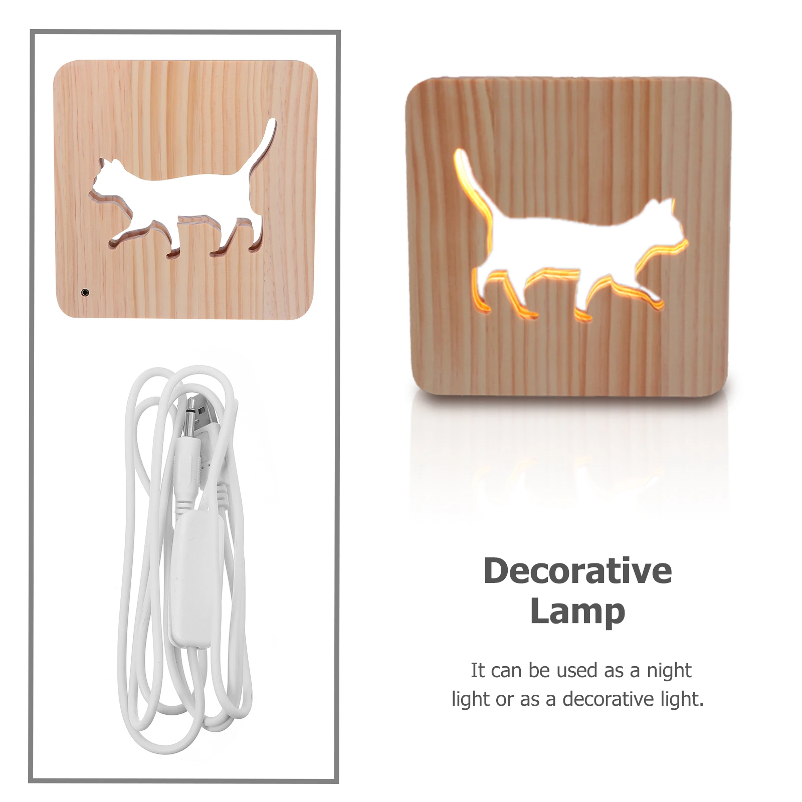 Wooden Cat 3D Night Light Light 3D Hollowed Kitten Lamp Warm LED USB Bedroom Living Room Study Office Lighting
Wooden Cat 3D Night Light Light 3D Hollowed Kitten Lamp Warm LED USB Bedroom Living Room Study Office Lighting