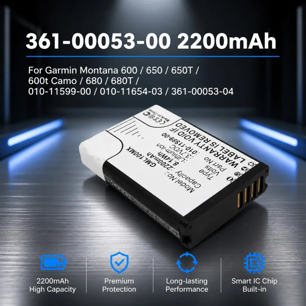 New 361-00053-00 2200mAh 3.7V Battery For Garmin Montana 600 650 650T 600t Camo 680 680T 010-11599-00 010-11654-03 361-00053-04
New 361-00053-00 2200mAh 3.7V Battery For Garmin Montana 600 650 650T 600t Camo 680 680T 010-11599-00 010-11654-03 361-00053-04