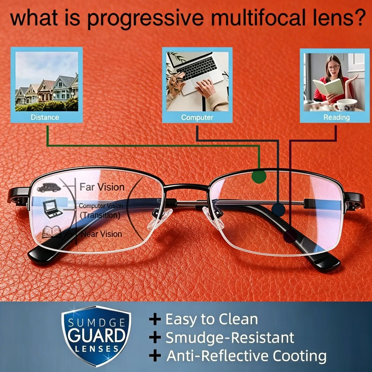Titanium Photochromic Multifocus Reading Glasses Men Progressive Anti-blue Ray Half Rim Presbyopic Eyeglasses Women +0.75 to +4
Titanium Photochromic Multifocus Reading Glasses Men Progressive Anti-blue Ray Half Rim Presbyopic Eyeglasses Women +0.75 to +4