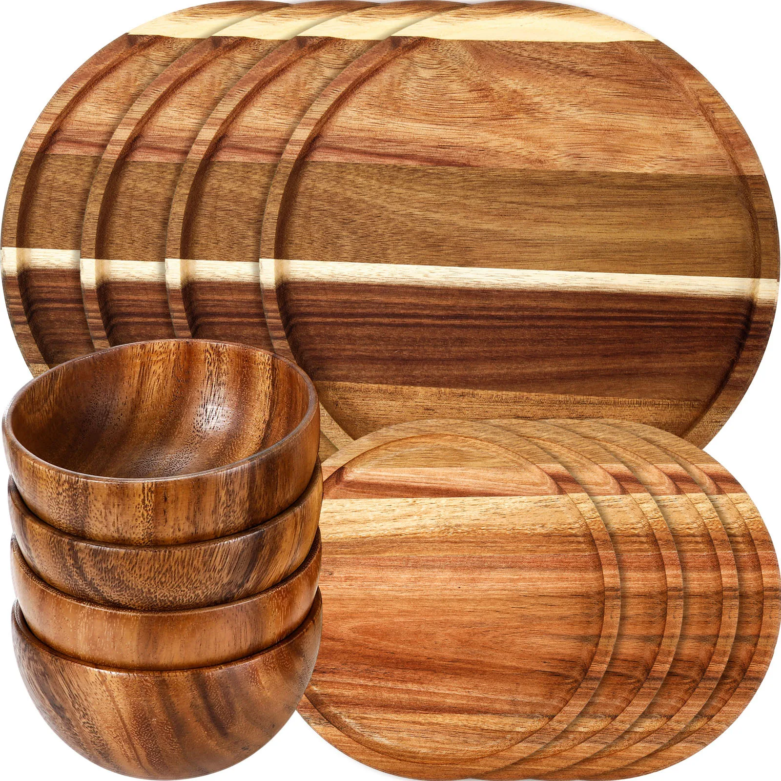 12pcs Wood Dinnerware Set Suitable for 4 People - Solid Acacia Wood Plates & Bowls, Round Tableware for Parties, Picnics, Everyday Use, Easy- Lightweight Plates (8” & 10”)
12pcs Wood Dinnerware Set Suitable for 4 People - Solid Acacia Wood Plates & Bowls, Round Tableware for Parties, Picnics, Everyday Use, Easy- Lightweight Plates (8” & 10”)