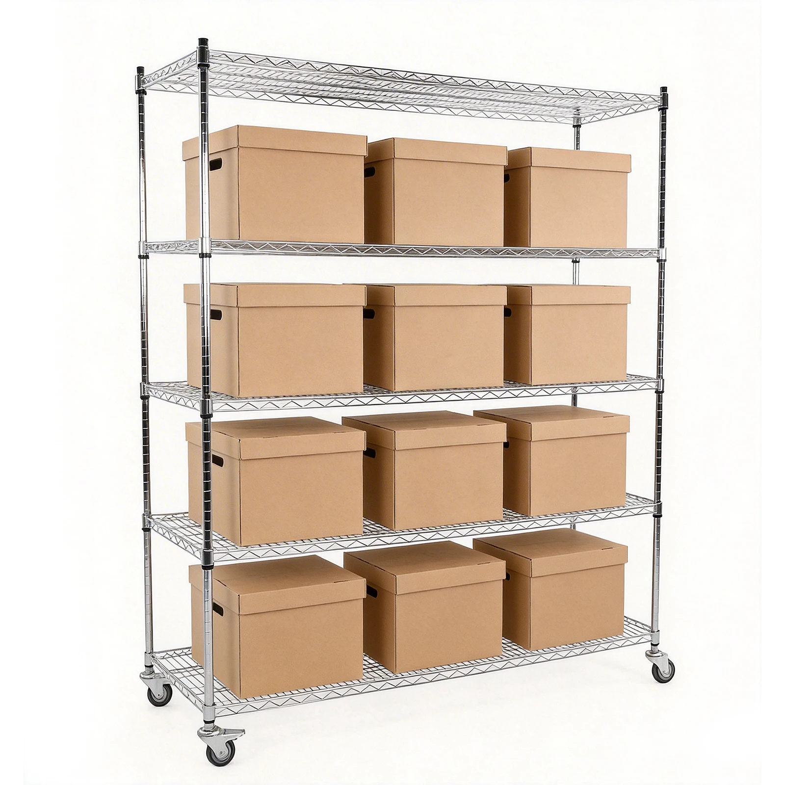 5-Tier Stainless Steel Heavy Duty Standing Storage Shelf with Wheels Storage Rack Standing Units Shelf for Kitchen Pantry Garage
5-Tier Stainless Steel Heavy Duty Standing Storage Shelf with Wheels Storage Rack Standing Units Shelf for Kitchen Pantry Garage
