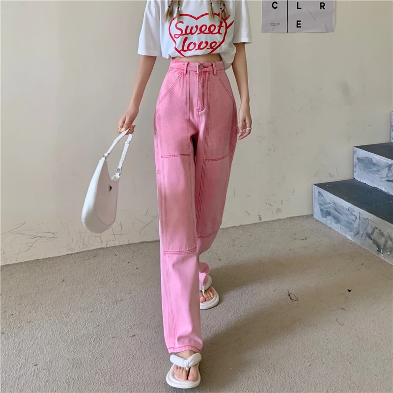 Women's Jeans High Waist New 2022 Summer Pink Streetwear Korean Fashion Baggy Wide Leg Trouser Casual Mom Straight Denim Pants
Women's Jeans High Waist New 2022 Summer Pink Streetwear Korean Fashion Baggy Wide Leg Trouser Casual Mom Straight Denim Pants