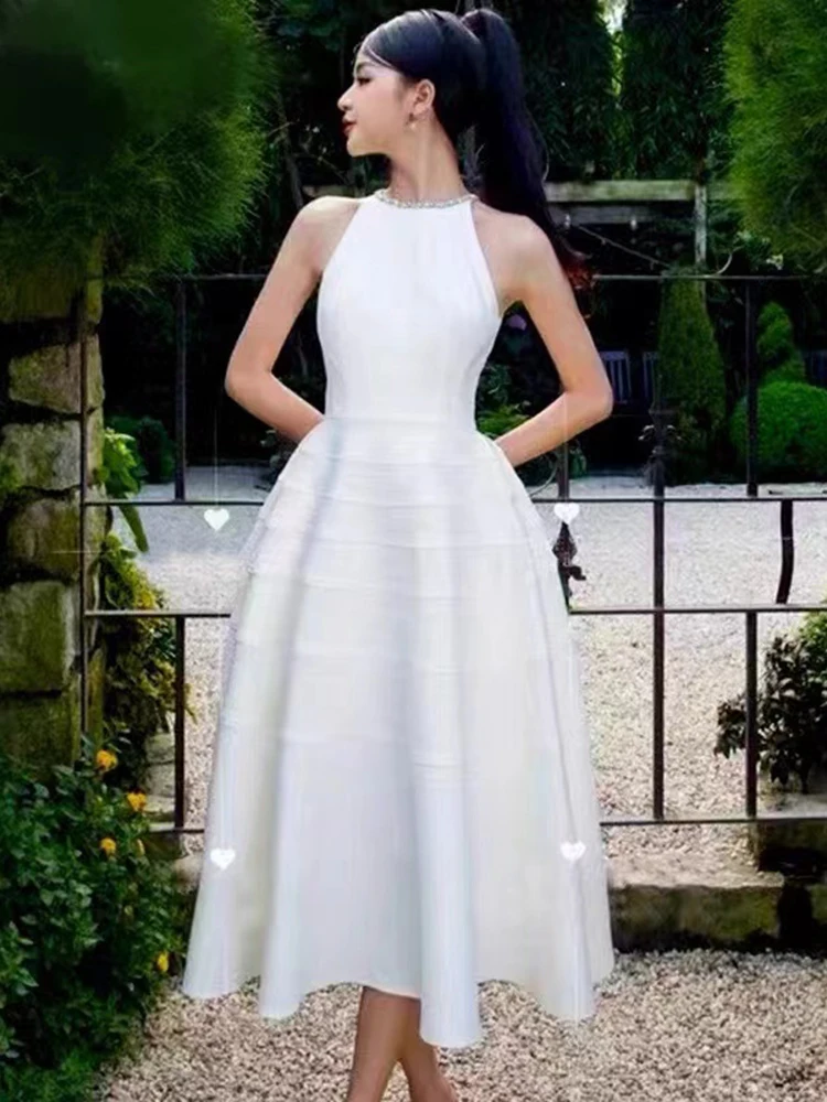 High Quality Diamonds Halter Dresses Spring Women Sleeveless Zipper Big Swing Dress Summer High Waist O Neck Ankle Length Dress
High Quality Diamonds Halter Dresses Spring Women Sleeveless Zipper Big Swing Dress Summer High Waist O Neck Ankle Length Dress