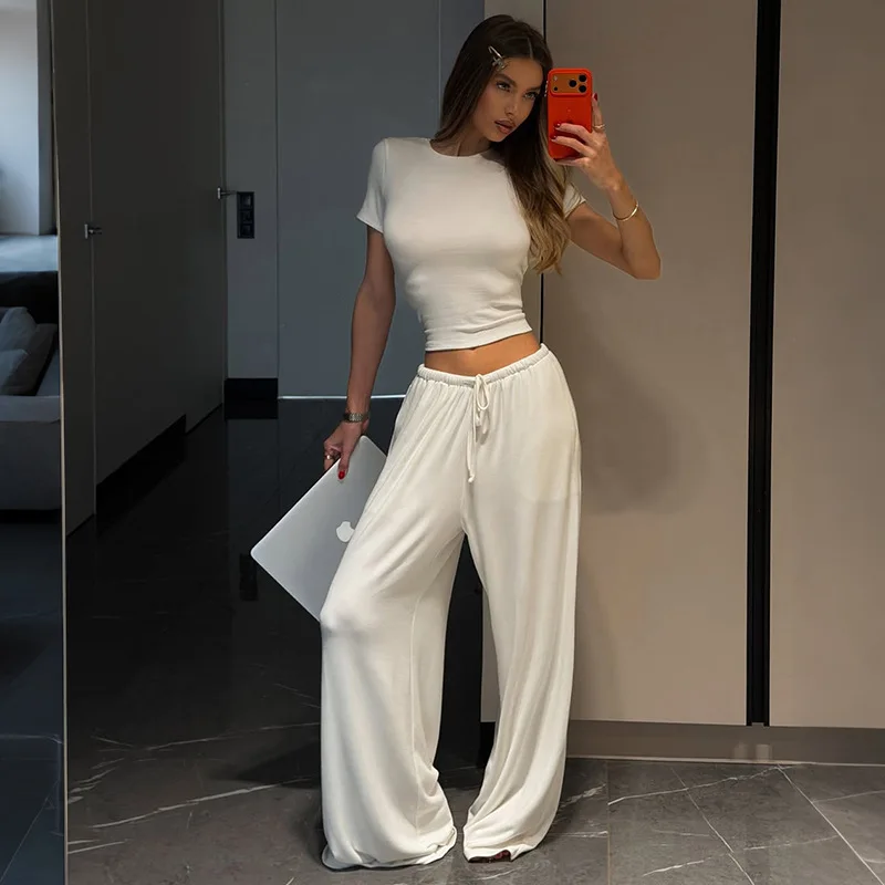 Tuularose Women's 2-Piece Pants Set Fashion Solid Pullover Top Loose Pants Suit Casual Commute Summer New Ladies Pant Outfit Set
Tuularose Women's 2-Piece Pants Set Fashion Solid Pullover Top Loose Pants Suit Casual Commute Summer New Ladies Pant Outfit Set