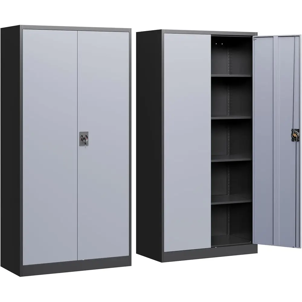 72 Heavy-Duty Lockable Metal Storage Cabinet with 2 Doors and 4 Shelves, Ideal for Garage, Office, or School (Gray Black)
72 Heavy-Duty Lockable Metal Storage Cabinet with 2 Doors and 4 Shelves, Ideal for Garage, Office, or School (Gray Black)