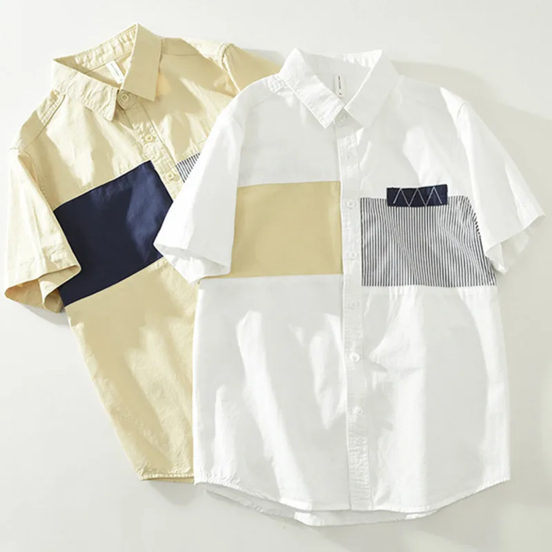 Summer Fresh Color Blocked Short Sleeved Shirt Men Fashionable Lightweight Casual Loose Fit Breathable Artistic Relaxed Shirts
Summer Fresh Color Blocked Short Sleeved Shirt Men Fashionable Lightweight Casual Loose Fit Breathable Artistic Relaxed Shirts
