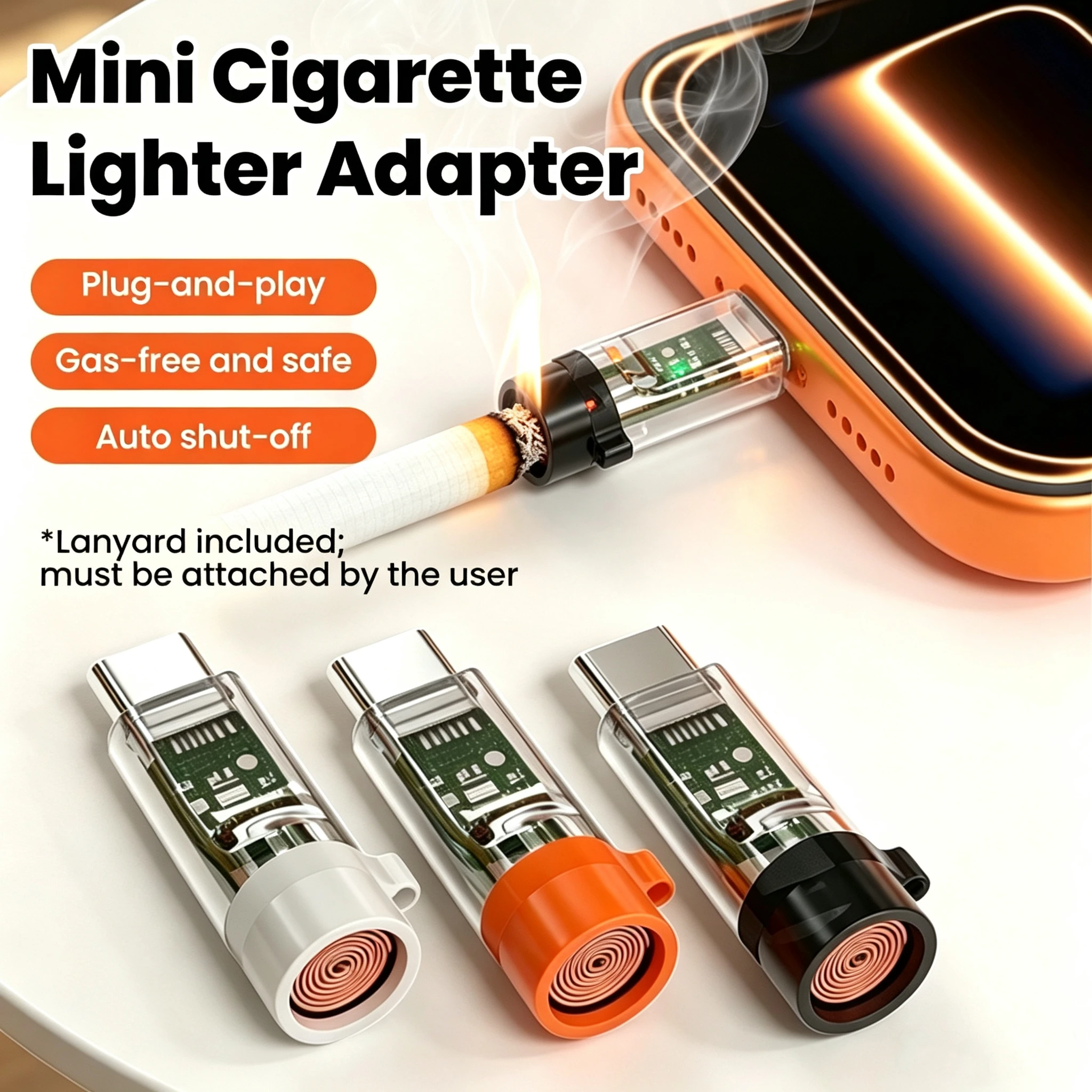 Type-C Mobile Cigarette Lighter Portable Auto Power-Off Outdoor Safety USB C Phone Mini Lighter Adapter For iPhone15 -17 Samsung
Type-C Mobile Cigarette Lighter Portable Auto Power-Off Outdoor Safety USB C Phone Mini Lighter Adapter For iPhone15 -17 Samsung