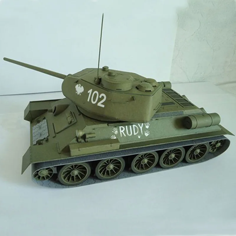 1:25 Soviet T-34 Medium, Paper Model T-34/85 Handmade Paper Model Art
1:25 Soviet T-34 Medium, Paper Model T-34/85 Handmade Paper Model Art