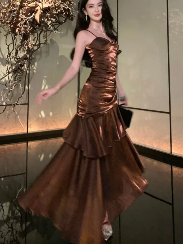 Women's Elegant Ruffles Long Dresses Summer Slim Waist Casual Vestidos Fashion Spaghetti Strap Sleeveless Princess Party Dress
Women's Elegant Ruffles Long Dresses Summer Slim Waist Casual Vestidos Fashion Spaghetti Strap Sleeveless Princess Party Dress