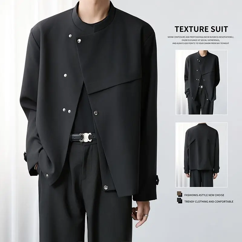 Мужской черный пиджак свободного кроя для весны и осени, модный городской стиль, повседневный, с множеством карманов, широкими лацканами, из полиэфирного волокна, для бизнеса
Мужской черный пиджак свободного кроя для весны и осени, модный городской стиль, повседневный, с множеством карманов, широкими лацканами, из полиэфирного волокна, для бизнеса