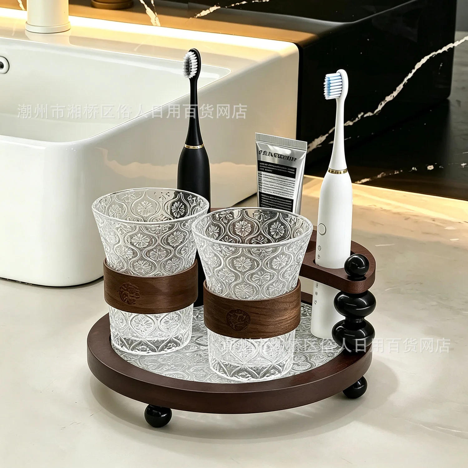 HYS desktop counter-mounted toothbrush placement rack mouthwash light luxury hotel bathroom tooth brushing cup
HYS desktop counter-mounted toothbrush placement rack mouthwash light luxury hotel bathroom tooth brushing cup