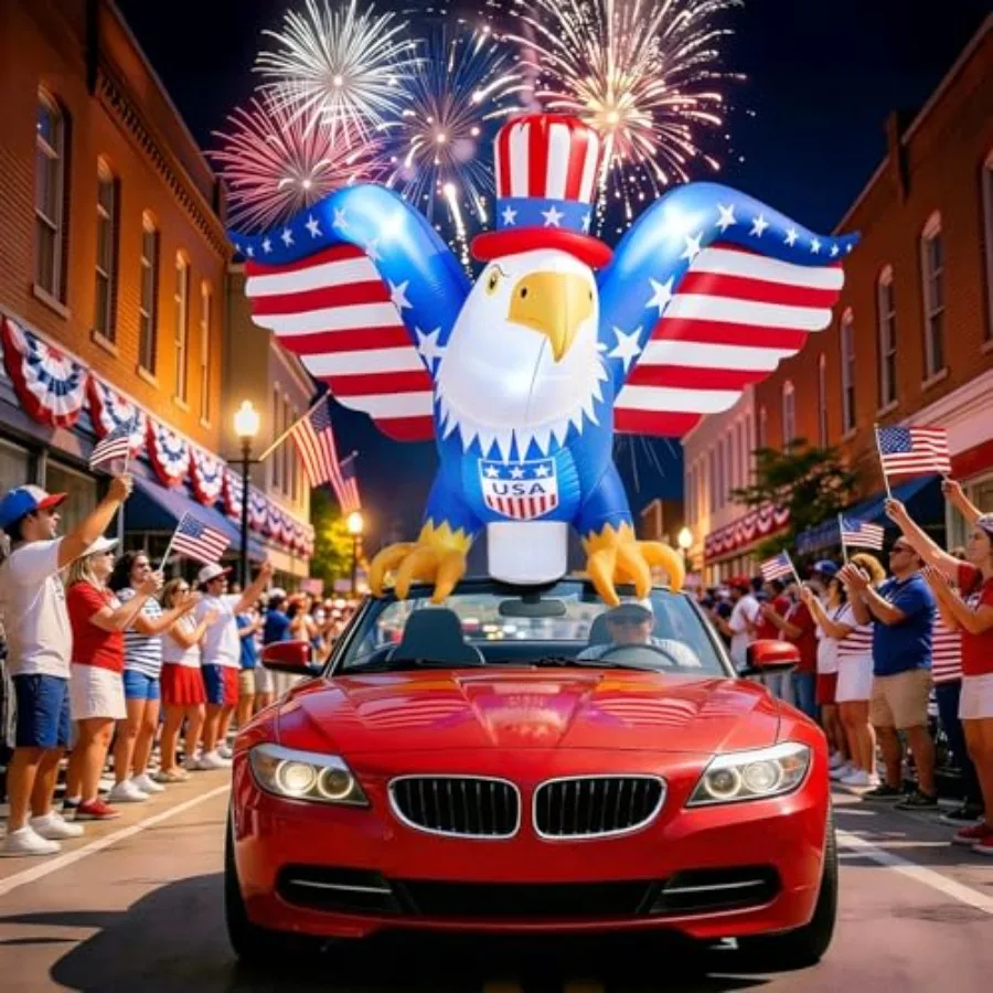 8FT 4th of July Inflatable Eagle Car Decorations, Patriotic Bald Eagle Blow Up with 12V Cigarette Lighter Plug and Suction Cups
8FT 4th of July Inflatable Eagle Car Decorations, Patriotic Bald Eagle Blow Up with 12V Cigarette Lighter Plug and Suction Cups
