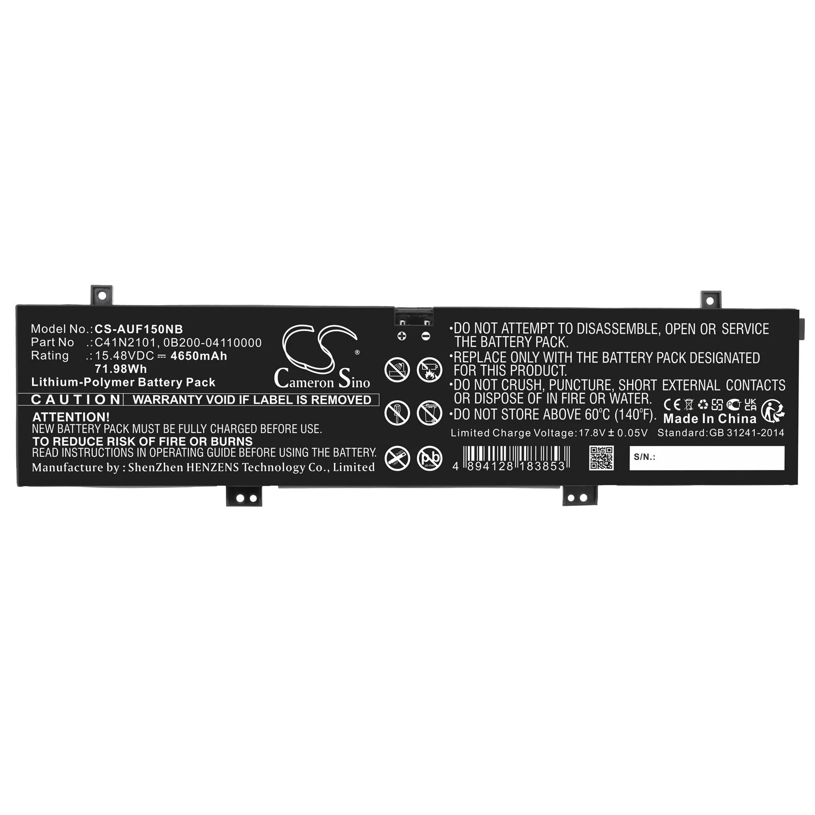Li-Polymer Notebook, Laptop Battery for Asus | 15.48V, 4650mAh |Compatible with TUF Dash F15 FX517ZE-HN046W,TUF Dash F15 FX517ZE
Li-Polymer Notebook, Laptop Battery for Asus | 15.48V, 4650mAh |Compatible with TUF Dash F15 FX517ZE-HN046W,TUF Dash F15 FX517ZE